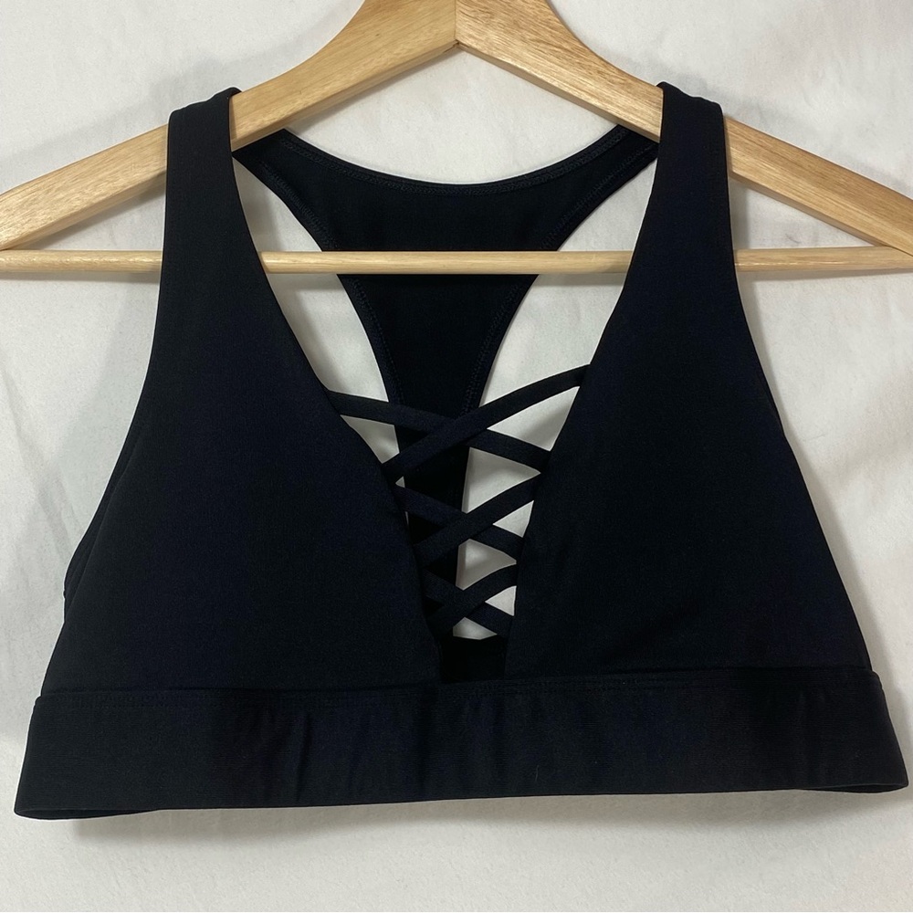 PINK Victoria's Secret Black Strappy Sports Bra - Picture 1 of 6